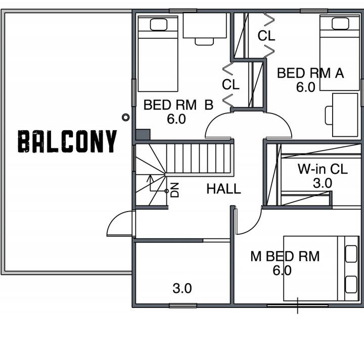 ソトでもウチでも。暮らしを楽しむガレージハウス。の2F間取り図