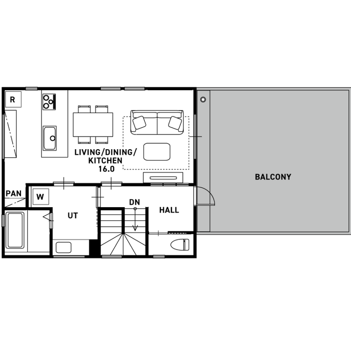 アメカジ工務店初 ! 土地を有効活用したフロントガレージの家の2F間取り図