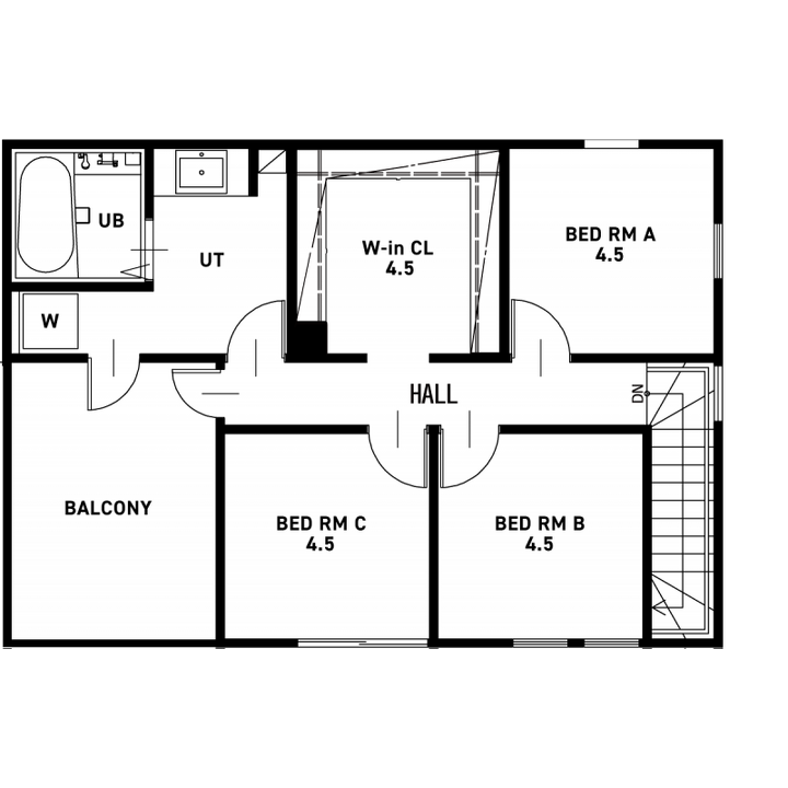 こだわりの空間でペットと暮らす家の2F間取り図
