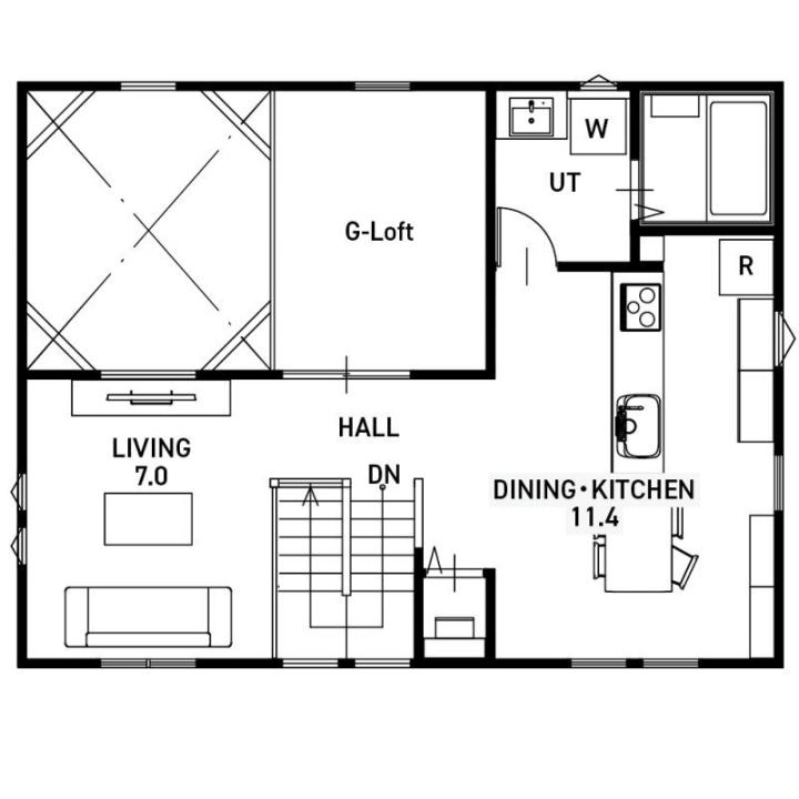 ガレージ＆ロフト、土間。 自由な空間が遊び心を刺激する家。の2F間取り図