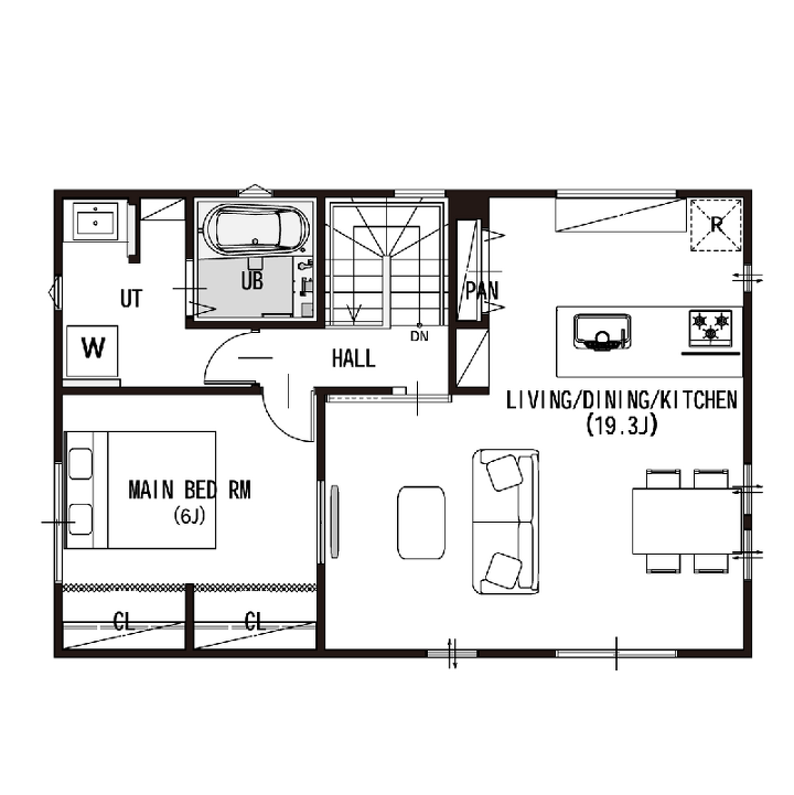 キャンプをもっと楽しむための、遊び心たっぷりのガレージのある家。の2F間取り図