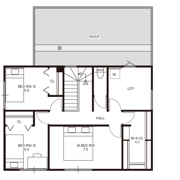 自分たちらしく、おしゃれに楽しく暮らすガレージハウスの2F間取り図
